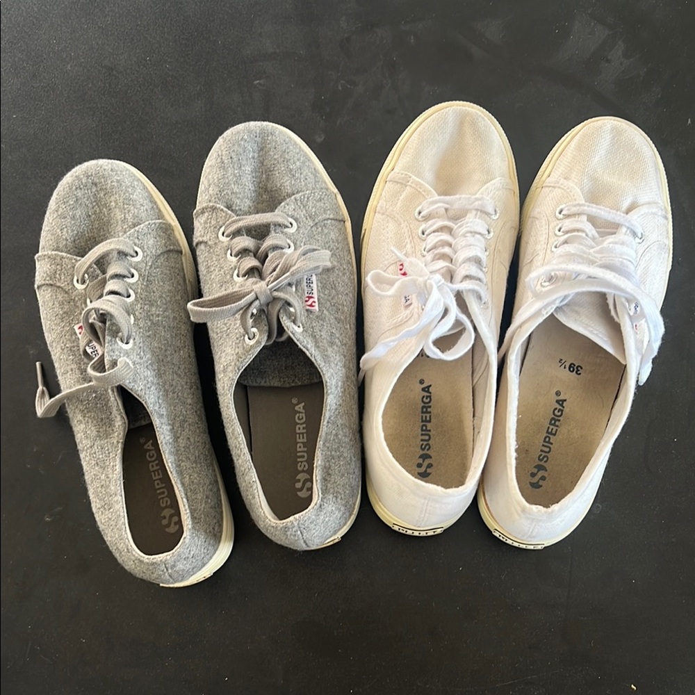 Superga Gray and White Classic Sneakers 2